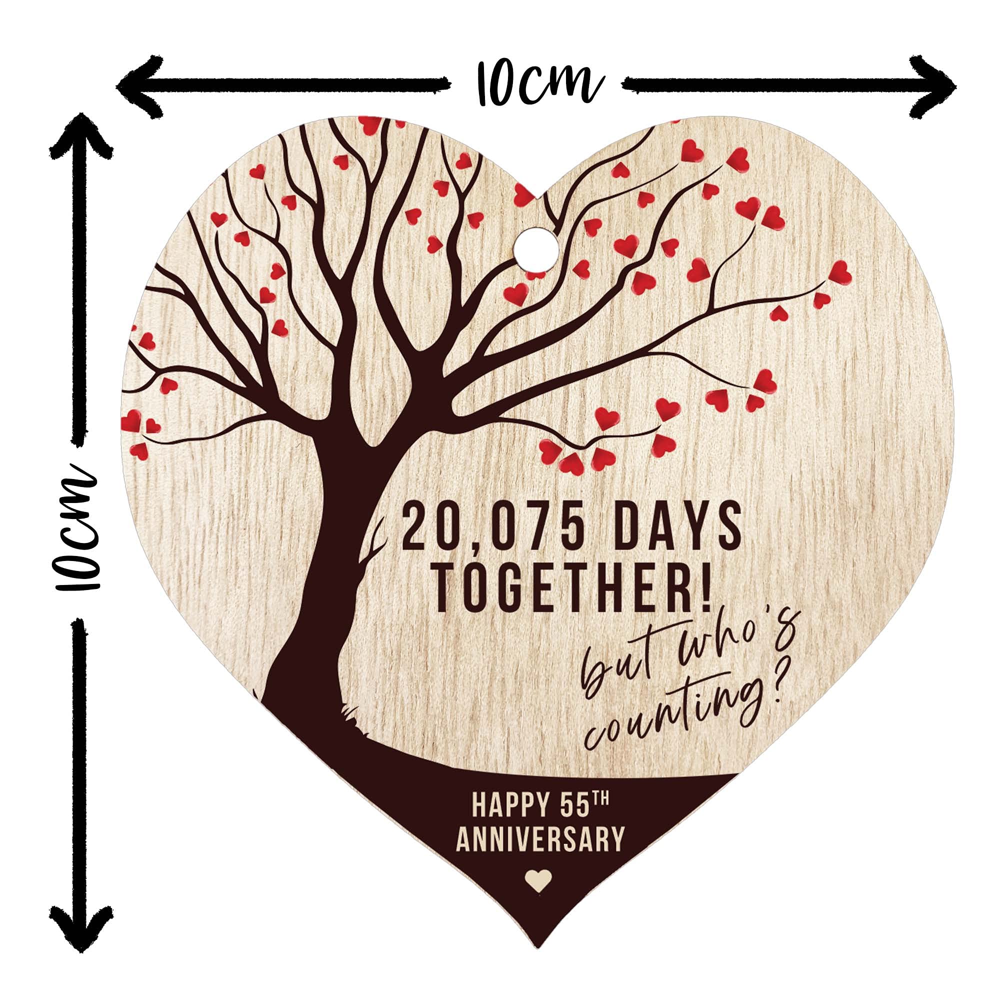 Amazon.com: 55th Wedding Anniversary Wooden Heart Plaque, Light